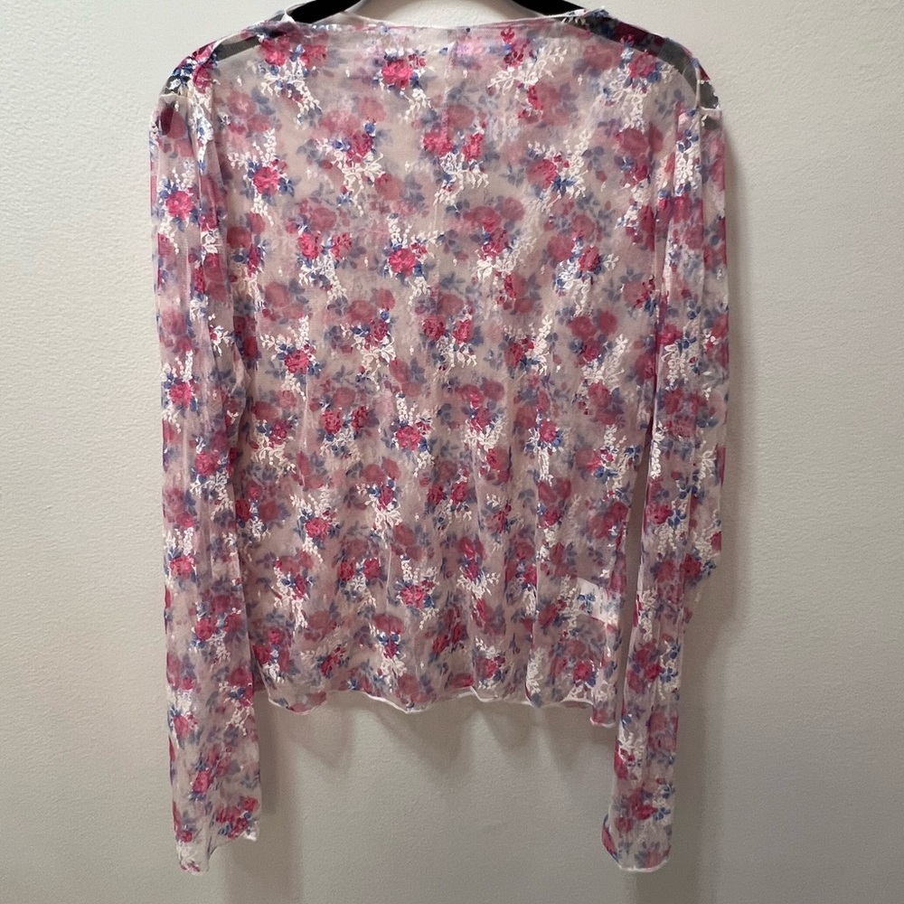 Floral Sheer Long Sleeve Top Size XXL